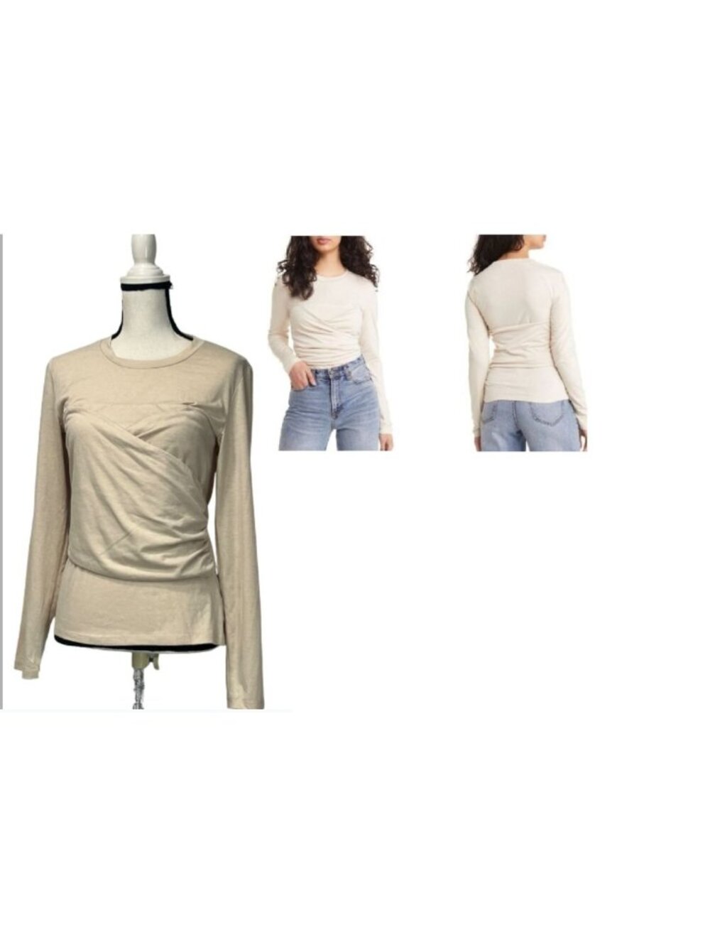 Vero Moda Nelly Ruched Knit Top, Oat, Sz. L